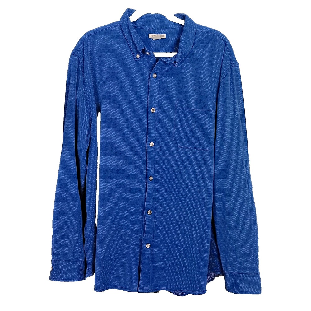 Carbon2Cobalt Shirt Mens XLT Blue Textured Cotton Long‎ Sleeve Button Up Casual